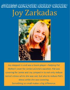 Award Winner - Joy Zarkadas May 2016 with SRA Logo