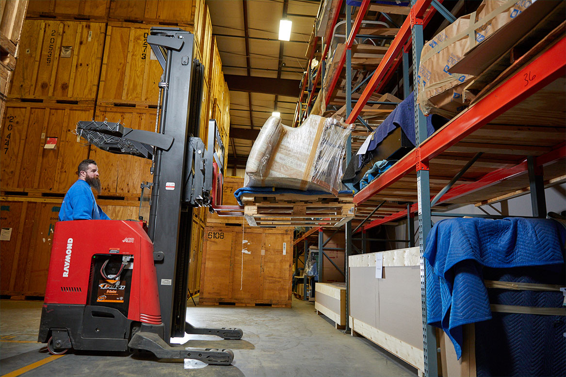 Forklift in our storage facility